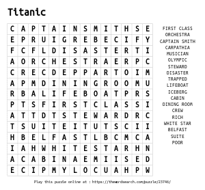 Word Search on Titanic
