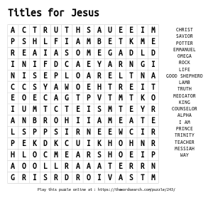 Word Search on Titles for Jesus