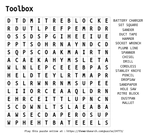 Word Search on Toolbox