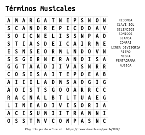 Word Search on TÃ©rminos Musicales
