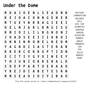 Word Search on Under the Dome