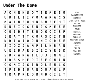 Word Search on Under The Dome