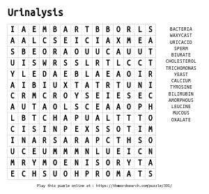 Word Search on Urinalysis