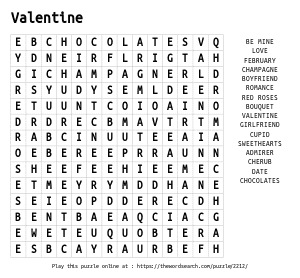 Word Search on Valentine