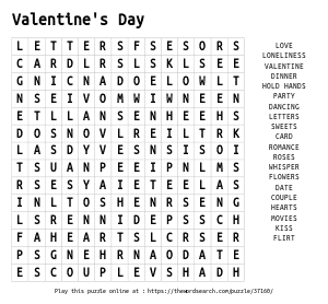 Word Search on Valentine's Day