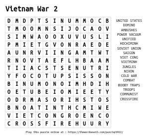 Word Search on Vietnam War 2