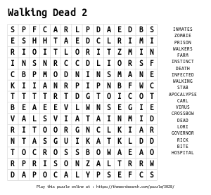 Word Search on Walking Dead 2
