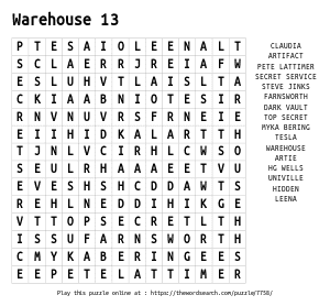 Word Search on Warehouse 13