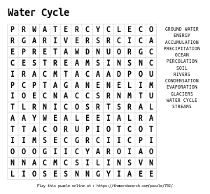 Word Search on Water Cycle