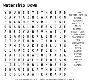 Word Search on Watership Down