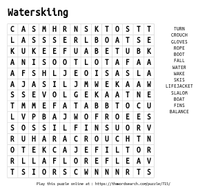 Word Search on Waterskiing