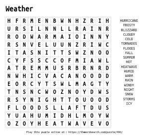 Word Search on Weather