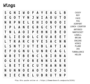 Word Search on Wings