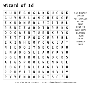Word Search on Wizard of Id