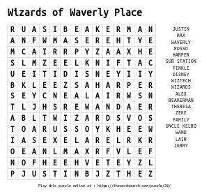 Word Search on Wizards of Waverly Place