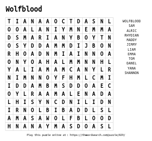 Word Search on Wolfblood