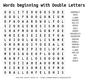 Word Search on Words beginning with Double Letters