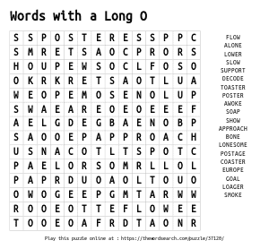 Word Search on Words with a Long O