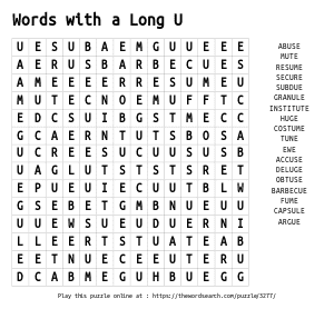 Word Search on Words with a Long U