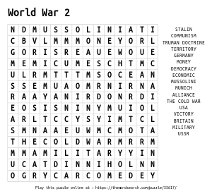 Word Search on World War 2