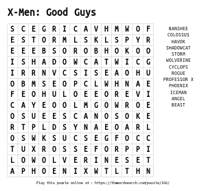Word Search on X-Men: Good Guys