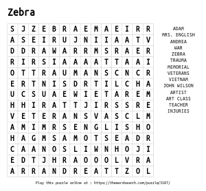Word Search on Zebra